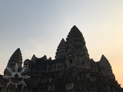 Angkor Wat towers at sunrise